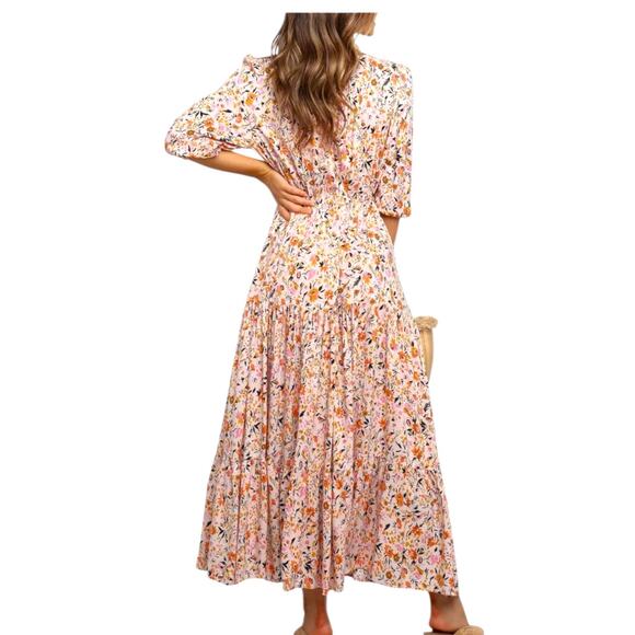 NEW Petal & Pup Size XL Women's Kelda Floral Maxi Dress Peach Coral Summer Boho - Picture 2 of 16
